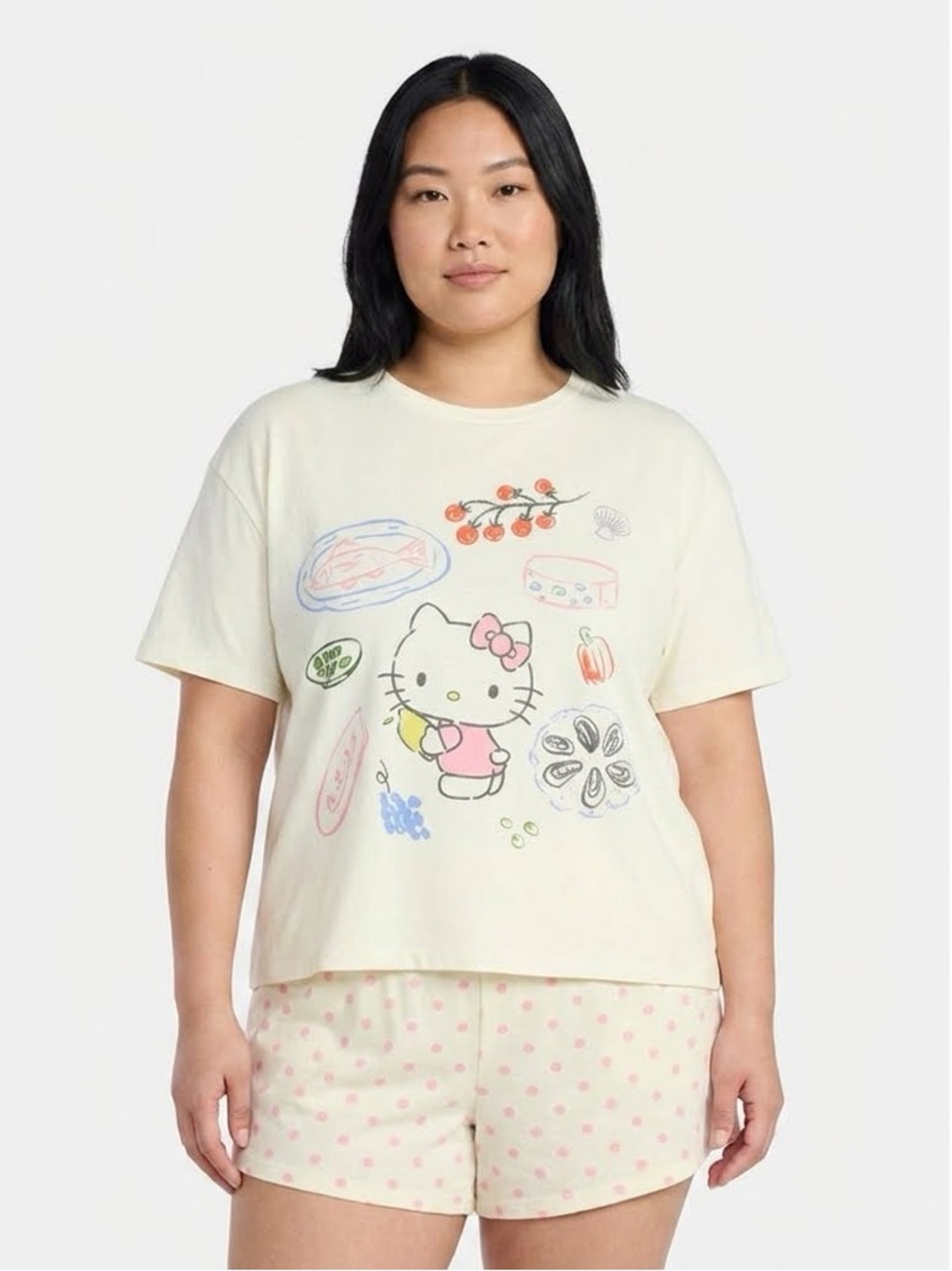 Hello Kitty Food Doodles 2-Piece Pajama Set XL